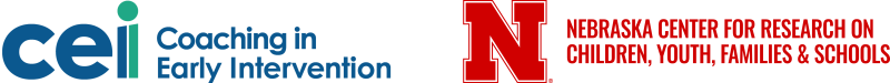 Coaching in Early Intervention training and Nebraska Center on Children, Youth, Families, & Schools logos